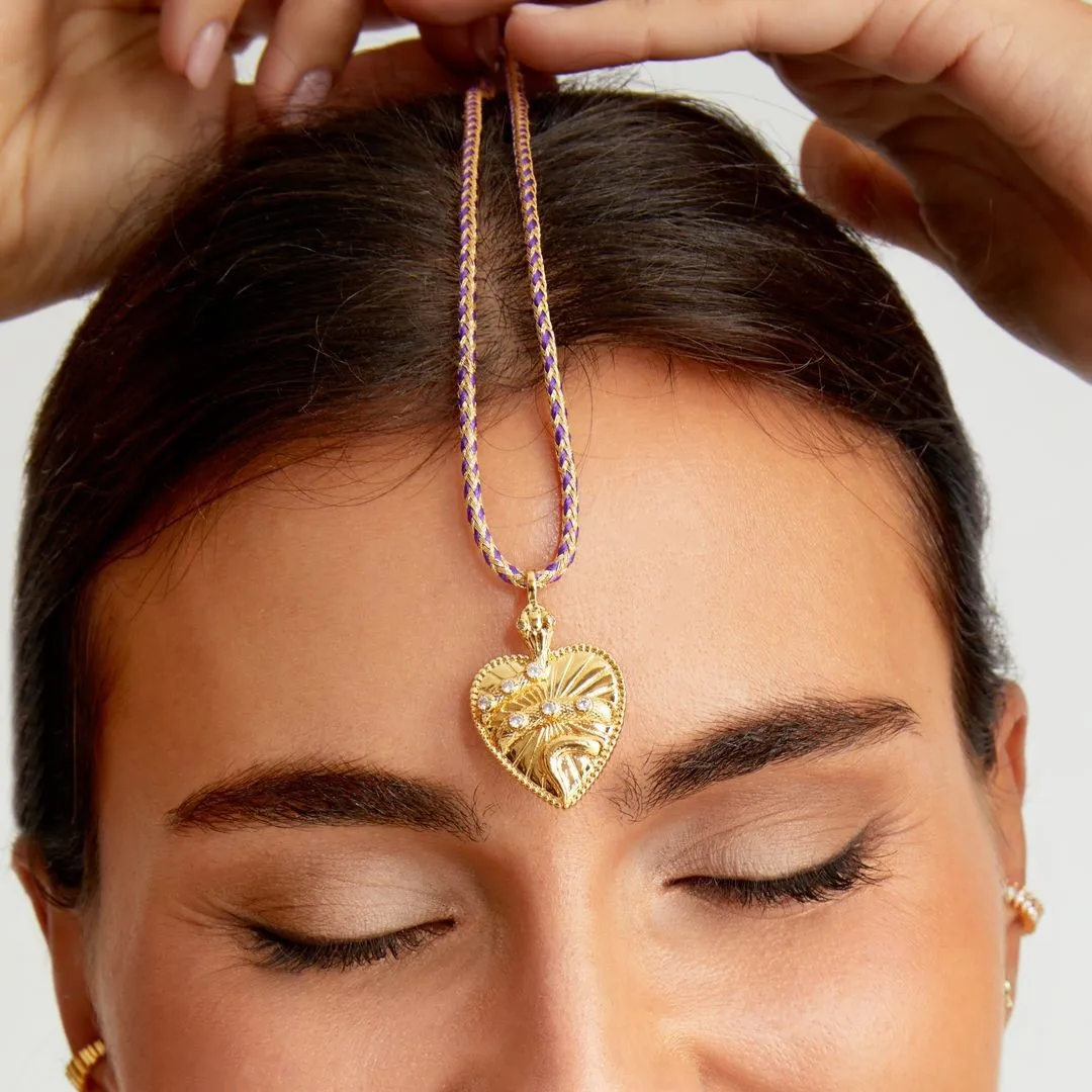 Forma De Corazón Estilo Vintage Circón Chapado En Oro Cuerda De Algodón Cobre Collar Colgante Venta Al Por Mayor display picture 2