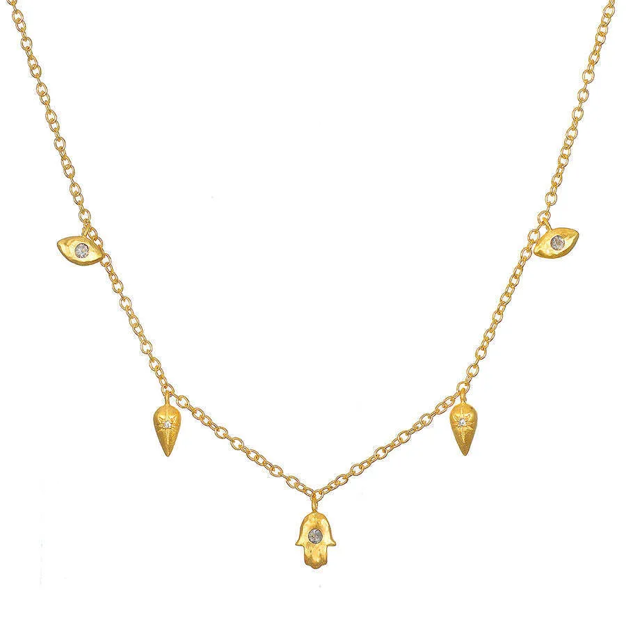 Heart Shape Vintage Style Zircon Gold Plated Cotton Rope Copper Pendant Necklace Wholesale display picture 7