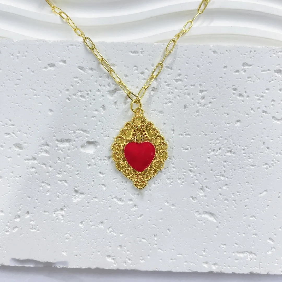Double Love Angel Demon Glam Gothic Exaggerated Copper 18K Gold Plated Pendant Necklace Polishing Lobster Trigger Clasp Closure display picture 9