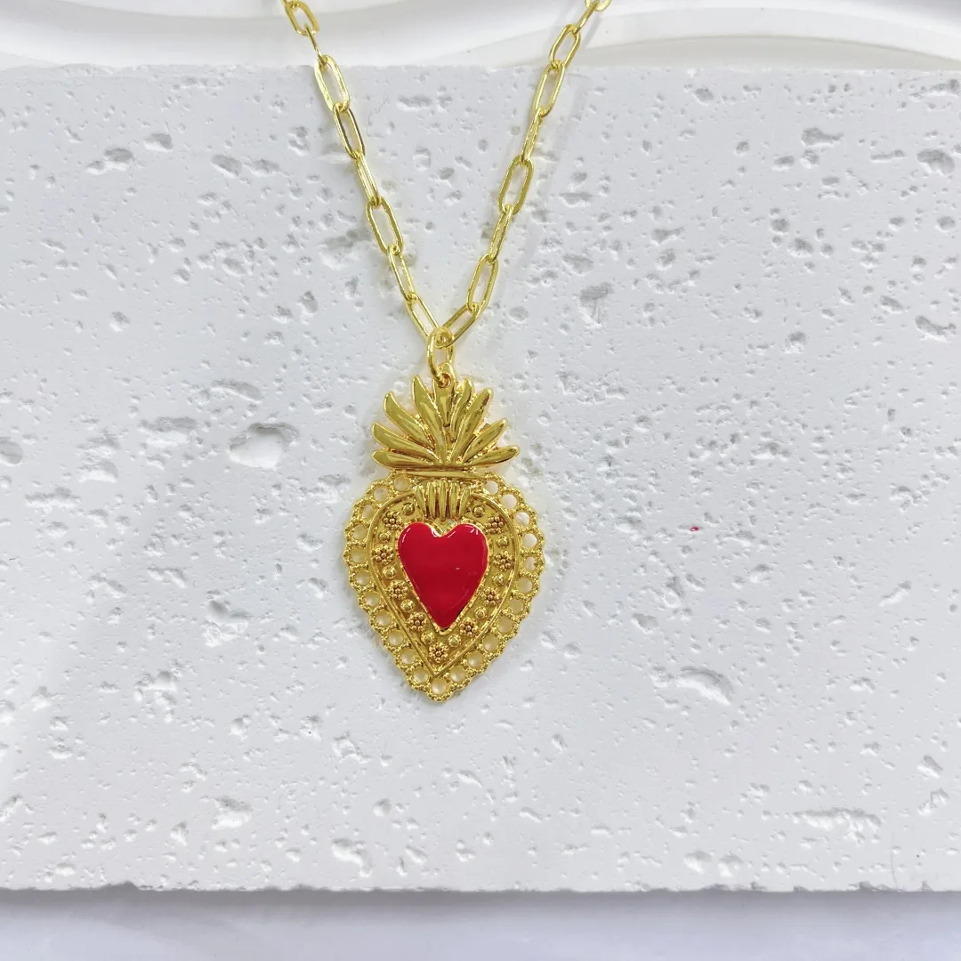 Double Love Angel Demon Glam Gothic Exaggerated Copper 18K Gold Plated Pendant Necklace Polishing Lobster Trigger Clasp Closure display picture 7