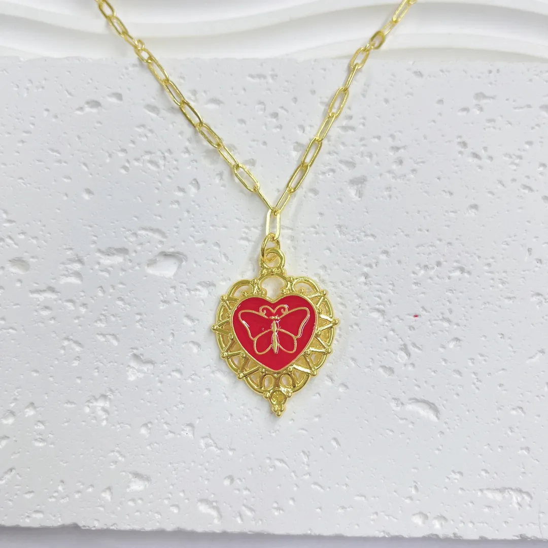 Doble Amor Ángel Demonio Glamour Gótico Exagerado Cobre Chapados En Oro De 18K Collar Colgante Pulido Cierre Con Gatillo De Langosta display picture 11