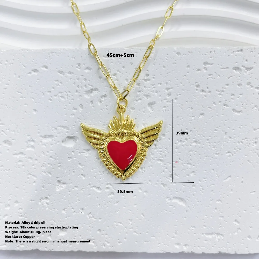 Double Love Angel Demon Glam Gothic Exaggerated Copper 18K Gold Plated Pendant Necklace Polishing Lobster Trigger Clasp Closure display picture 2