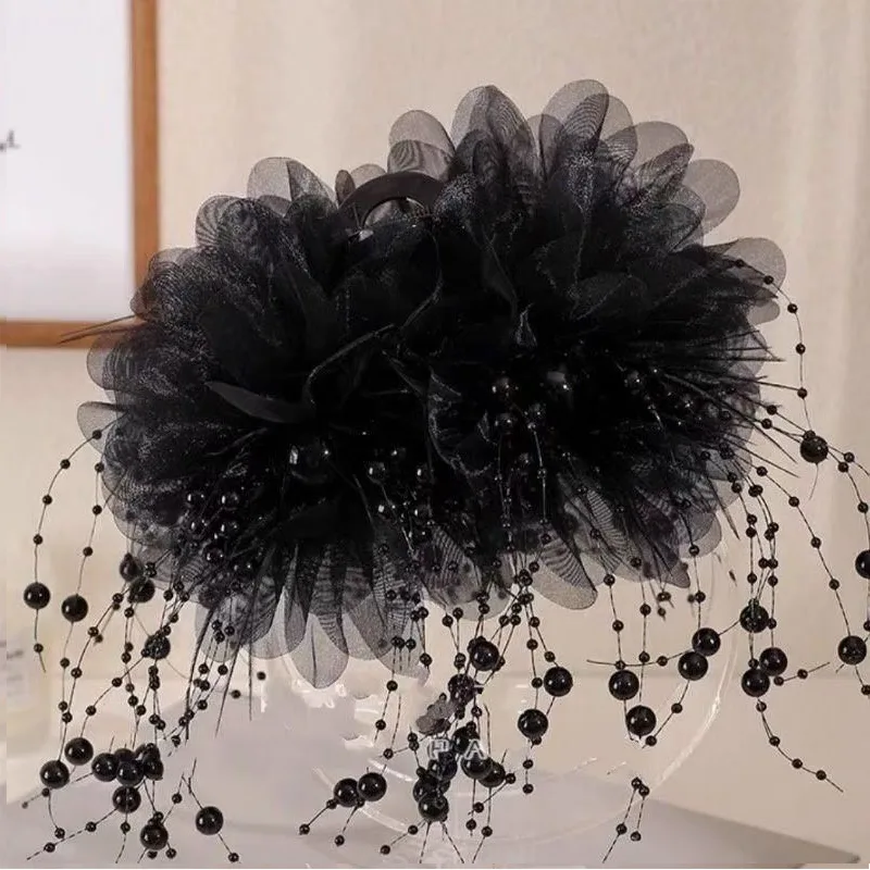 Mujeres Bloque De Color Elegante Reina Tela Borla Gasa Garras De Pelo display picture 4