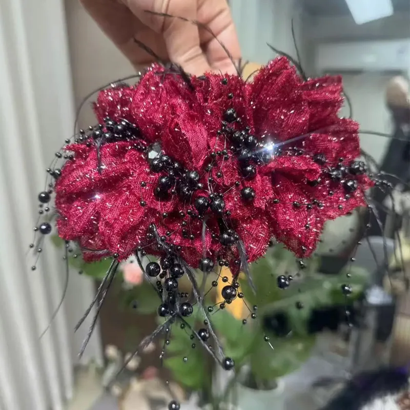 Women's Solid Color Elegant Rhinestone Tassel Gauze Hair Claws display picture 8