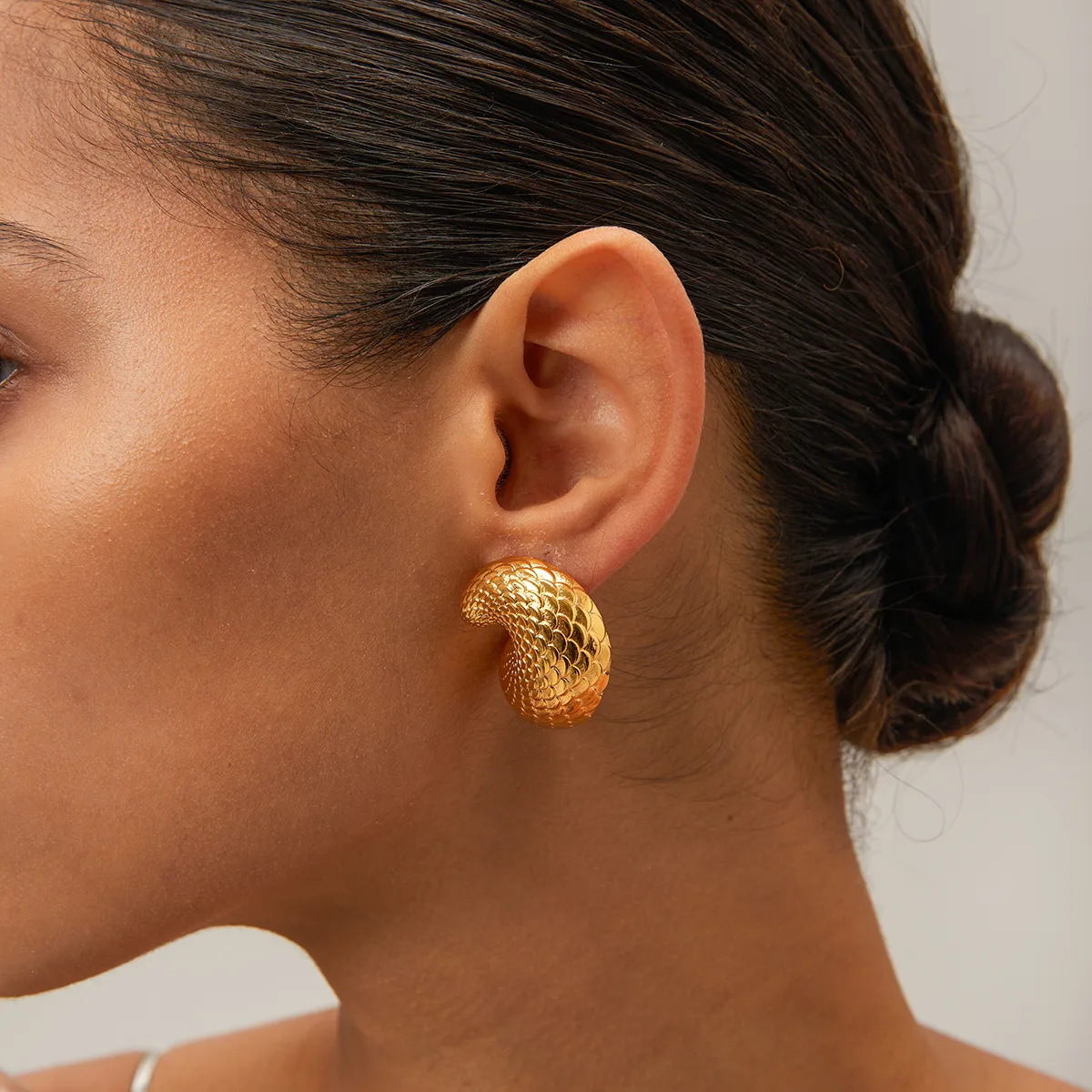 1 Paire Des Écailles De Poisson Style IG Style Moderne Acier Inoxydable 304 Plaqué Or 18K Clips D'oreille display picture 7