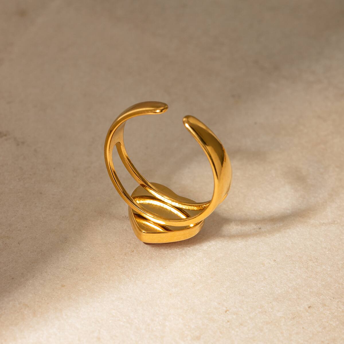 Estilo IG Acero Inoxidable 304 Forma De Corazón Embutido Ágata Roja Chapados en oro de 18k Mujeres Anillos Abiertos display picture 7