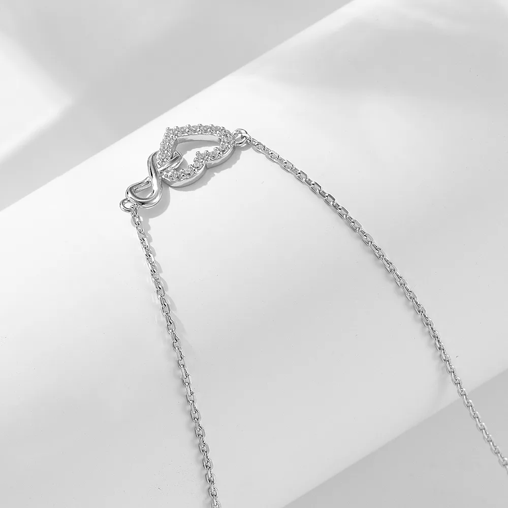 Infinidad Forma De Corazón Estilo IG Elegante Circón Plata Esterlina Collar Colgante Venta Al Por Mayor display picture 5