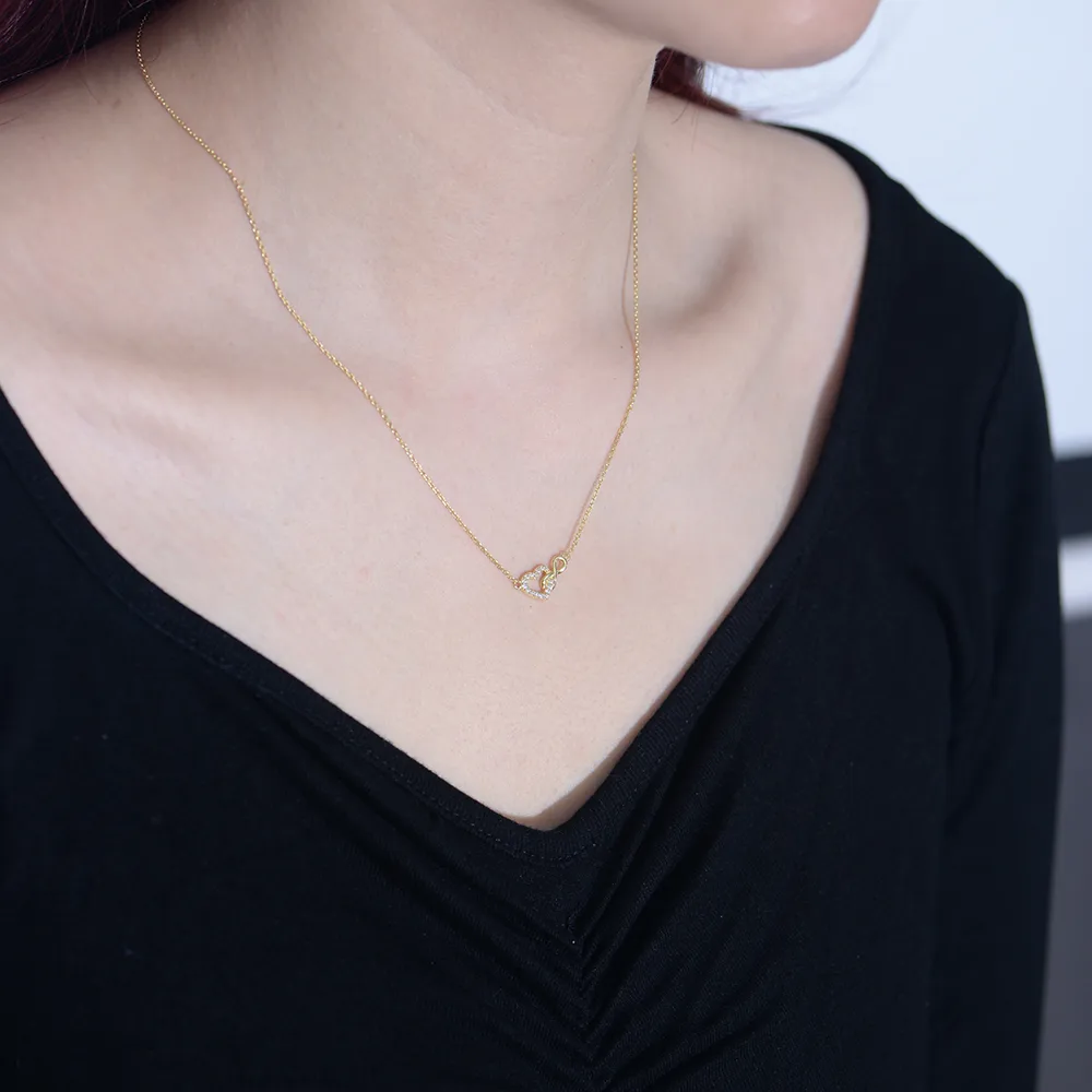 Infinidad Forma De Corazón Estilo IG Elegante Circón Plata Esterlina Collar Colgante Venta Al Por Mayor display picture 11