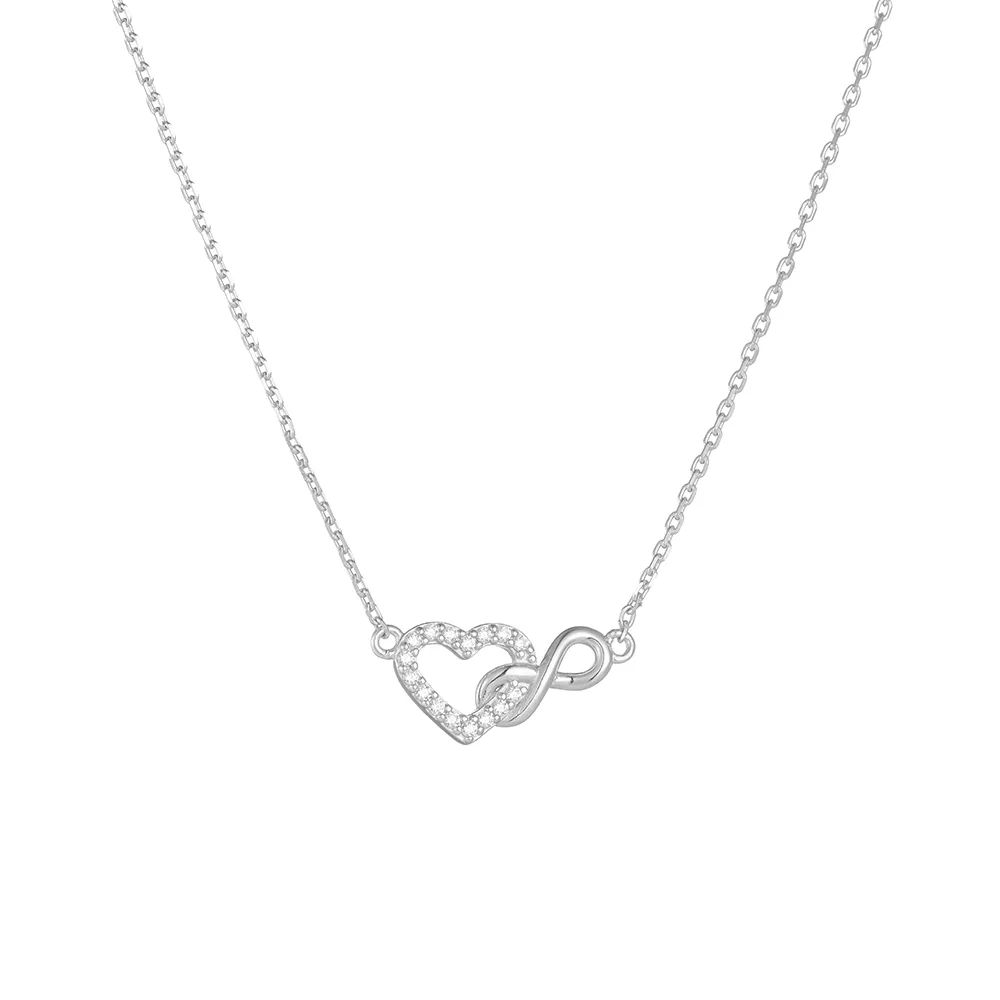 Infinidad Forma De Corazón Estilo IG Elegante Circón Plata Esterlina Collar Colgante Venta Al Por Mayor display picture 9