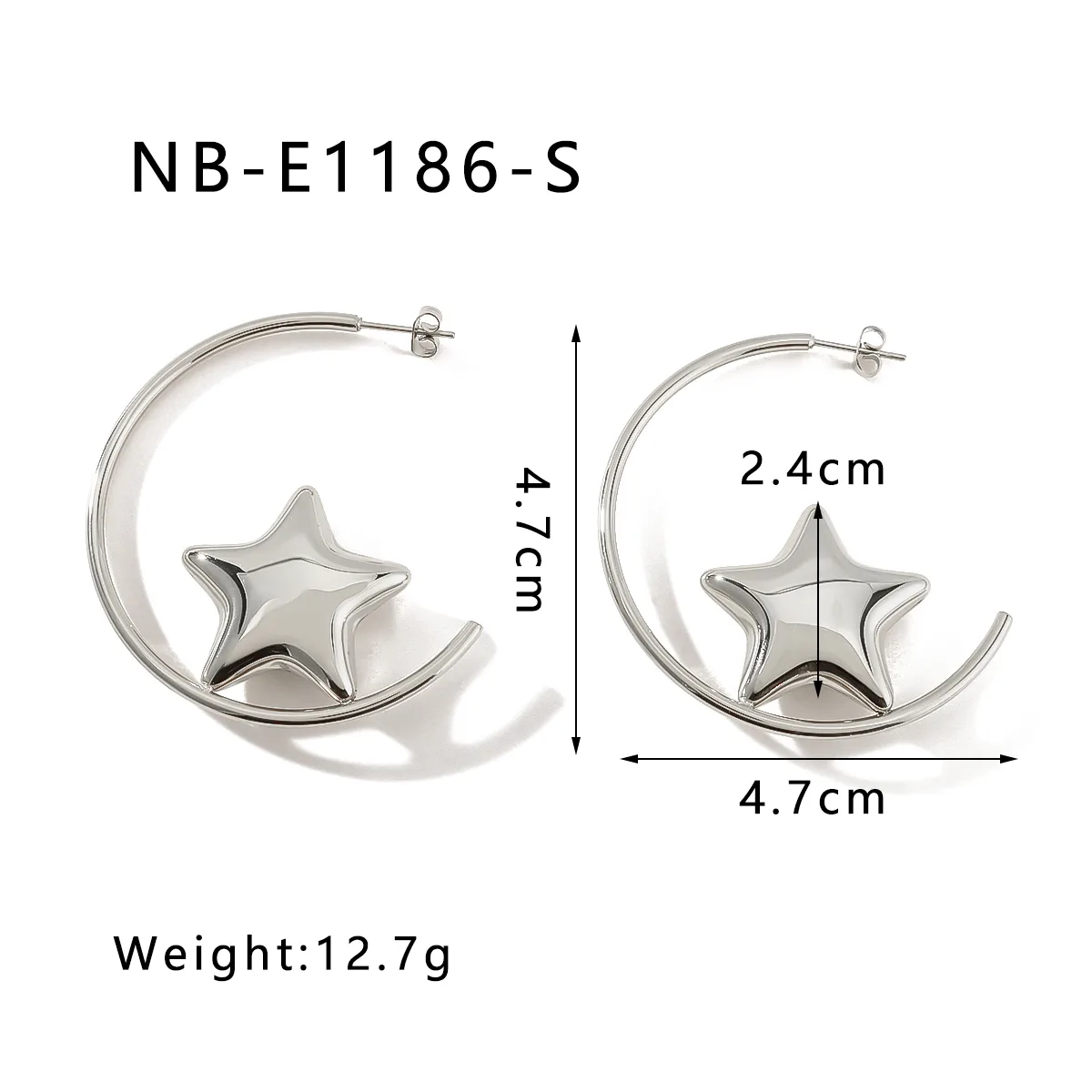 1 Pair Pentagram Round Heart Shape IG Style Classic Style Oversized 304 Stainless Steel 18K Gold Plated White Gold Plated Ear Studs display picture 9