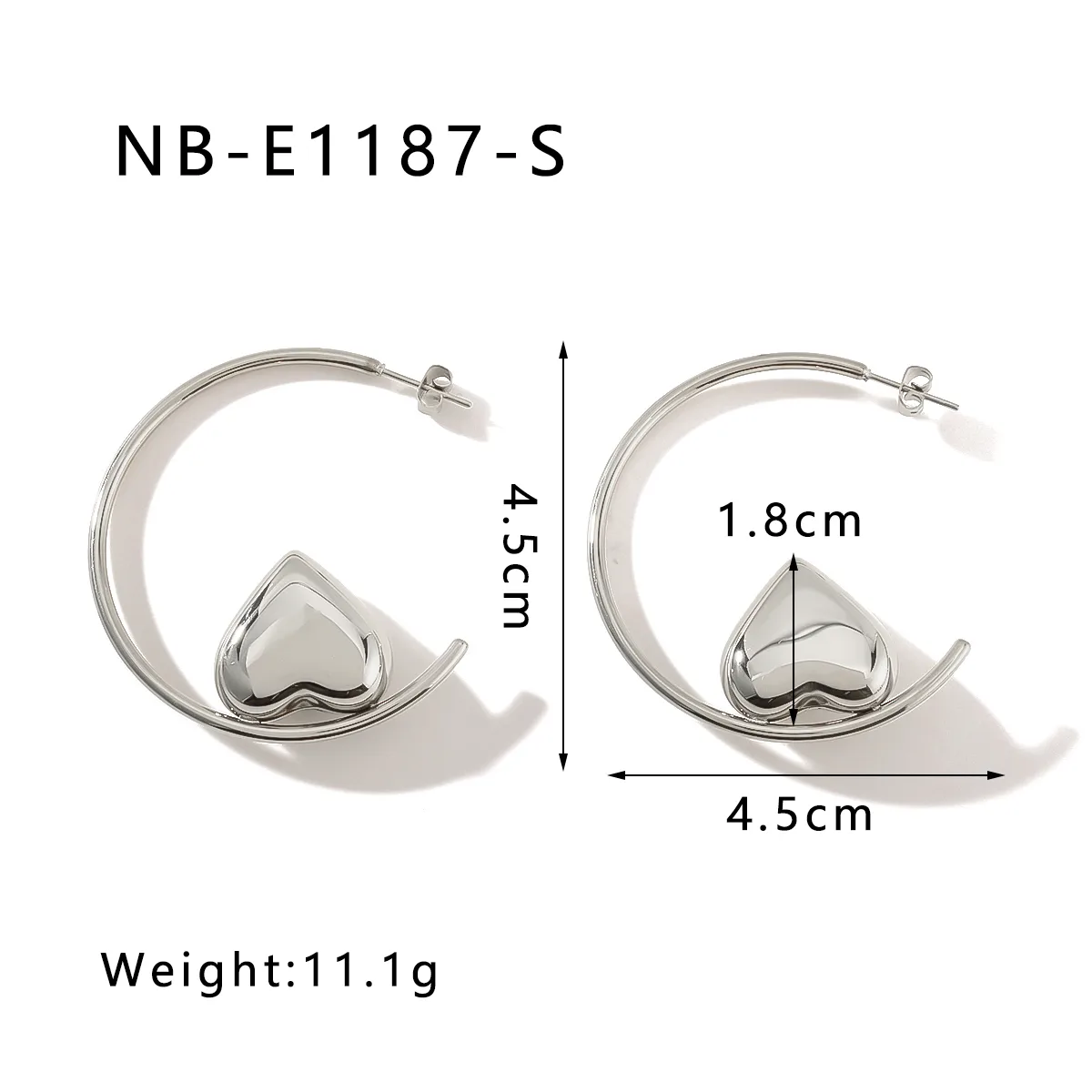 1 Pair Pentagram Round Heart Shape IG Style Classic Style Oversized 304 Stainless Steel 18K Gold Plated White Gold Plated Ear Studs display picture 6