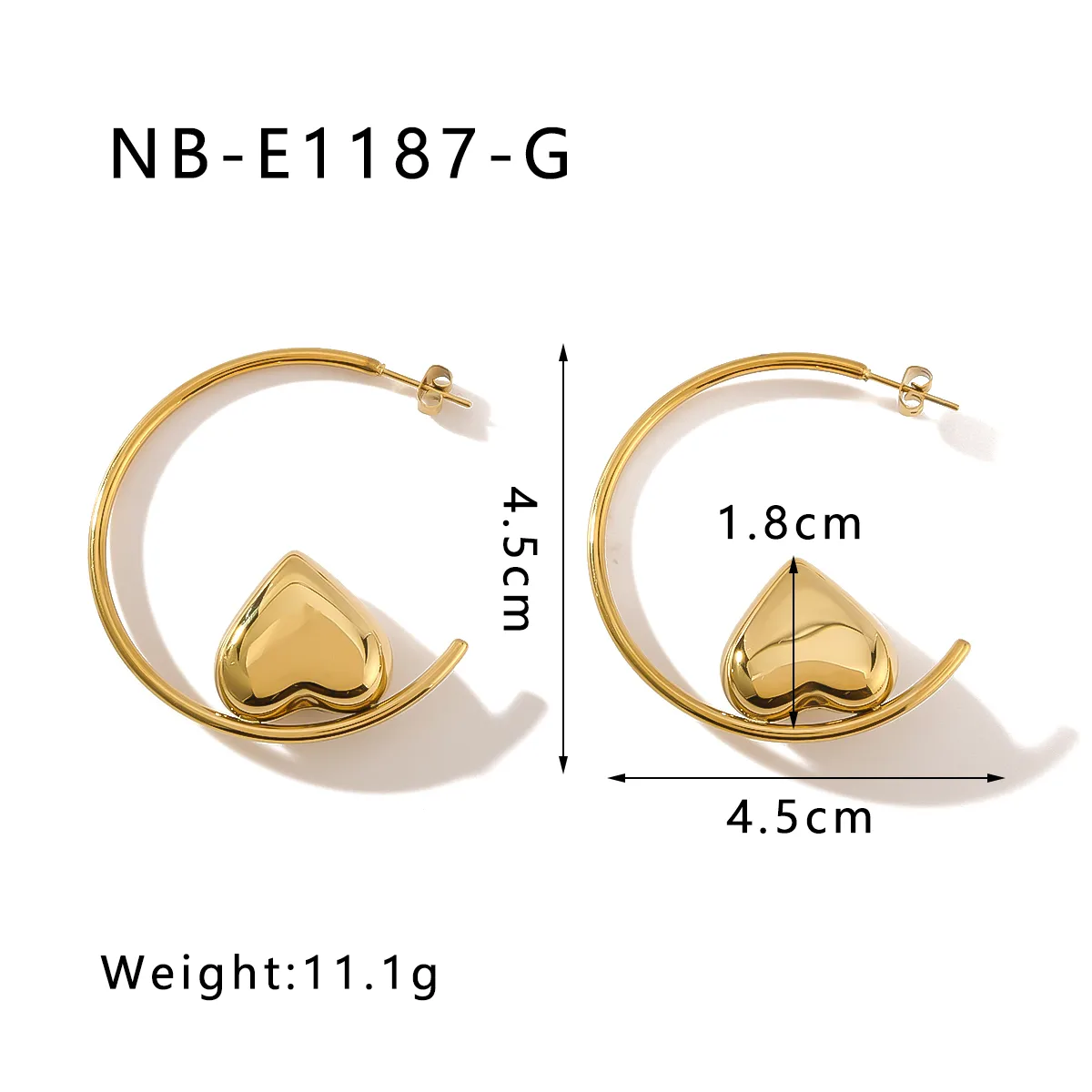 1 Pair Pentagram Round Heart Shape IG Style Classic Style Oversized 304 Stainless Steel 18K Gold Plated White Gold Plated Ear Studs display picture 10