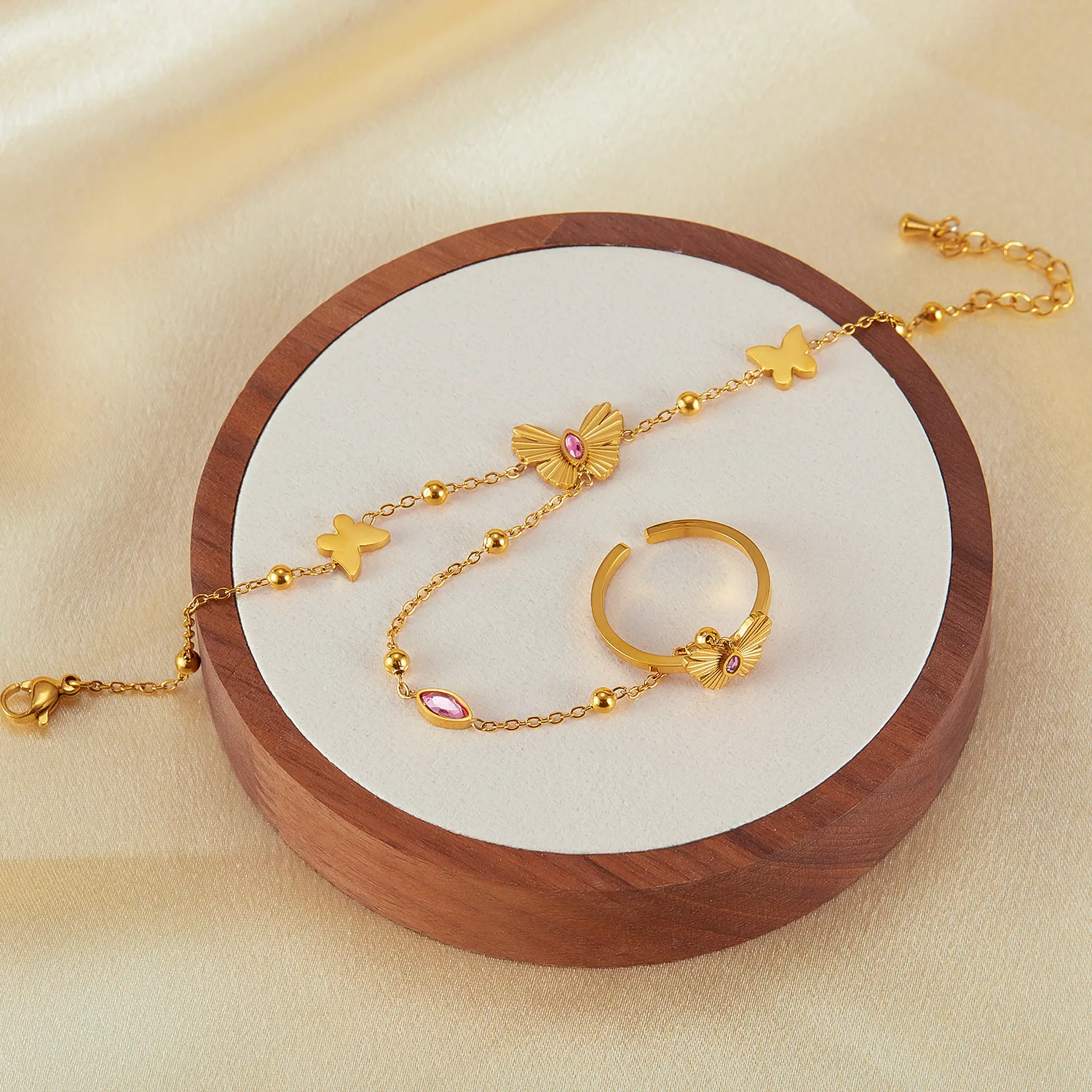 Papillon Style Simple Acier Inoxydable 304 Zircon Bracelets En Masse display picture 3