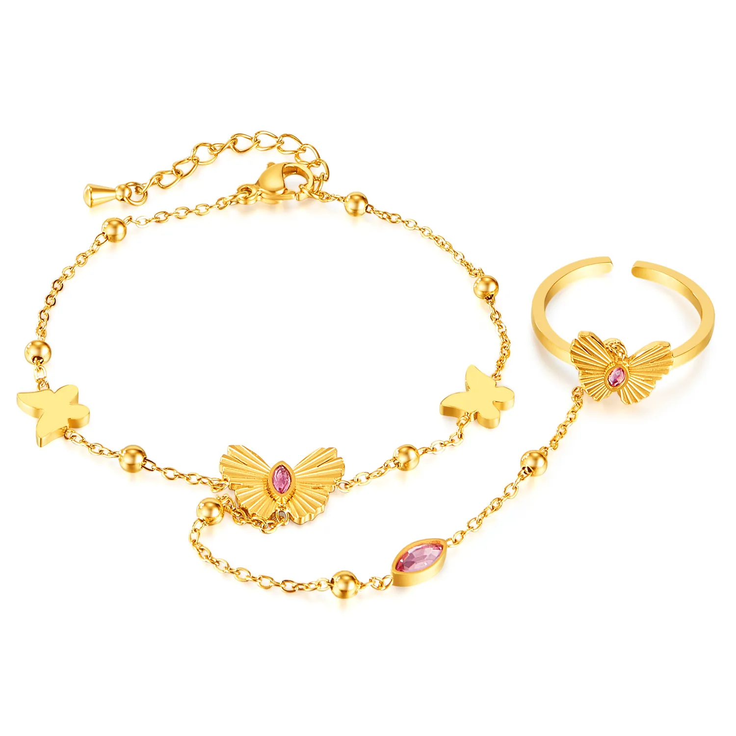 Papillon Style Simple Acier Inoxydable 304 Zircon Bracelets En Masse display picture 1