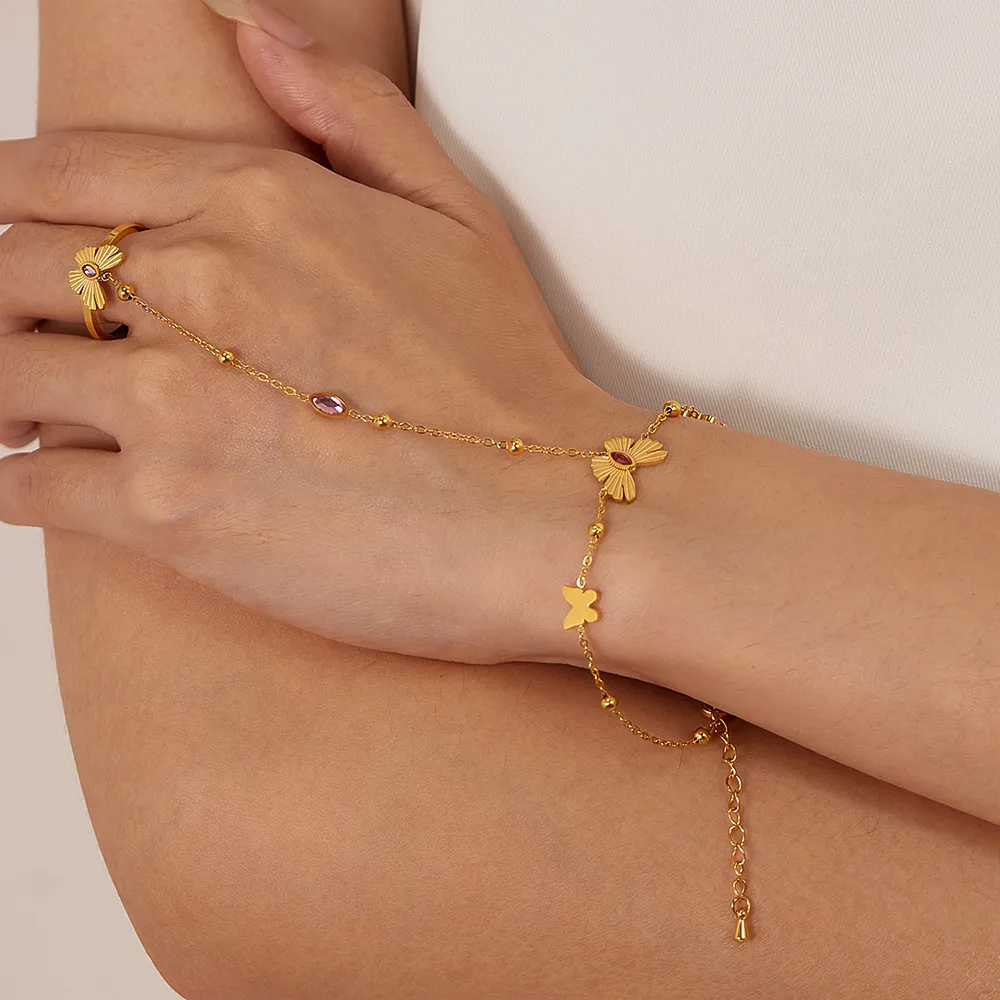 Papillon Style Simple Acier Inoxydable 304 Zircon Bracelets En Masse display picture 5