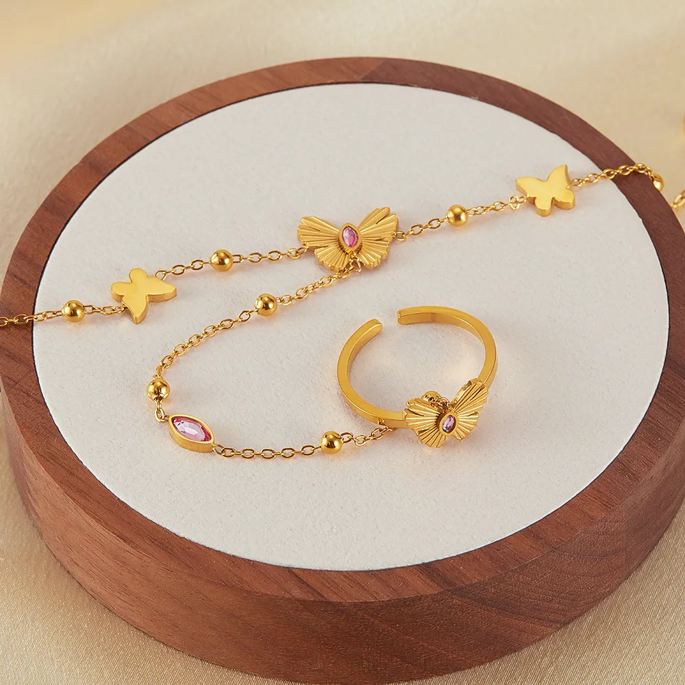 Papillon Style Simple Acier Inoxydable 304 Zircon Bracelets En Masse display picture 6