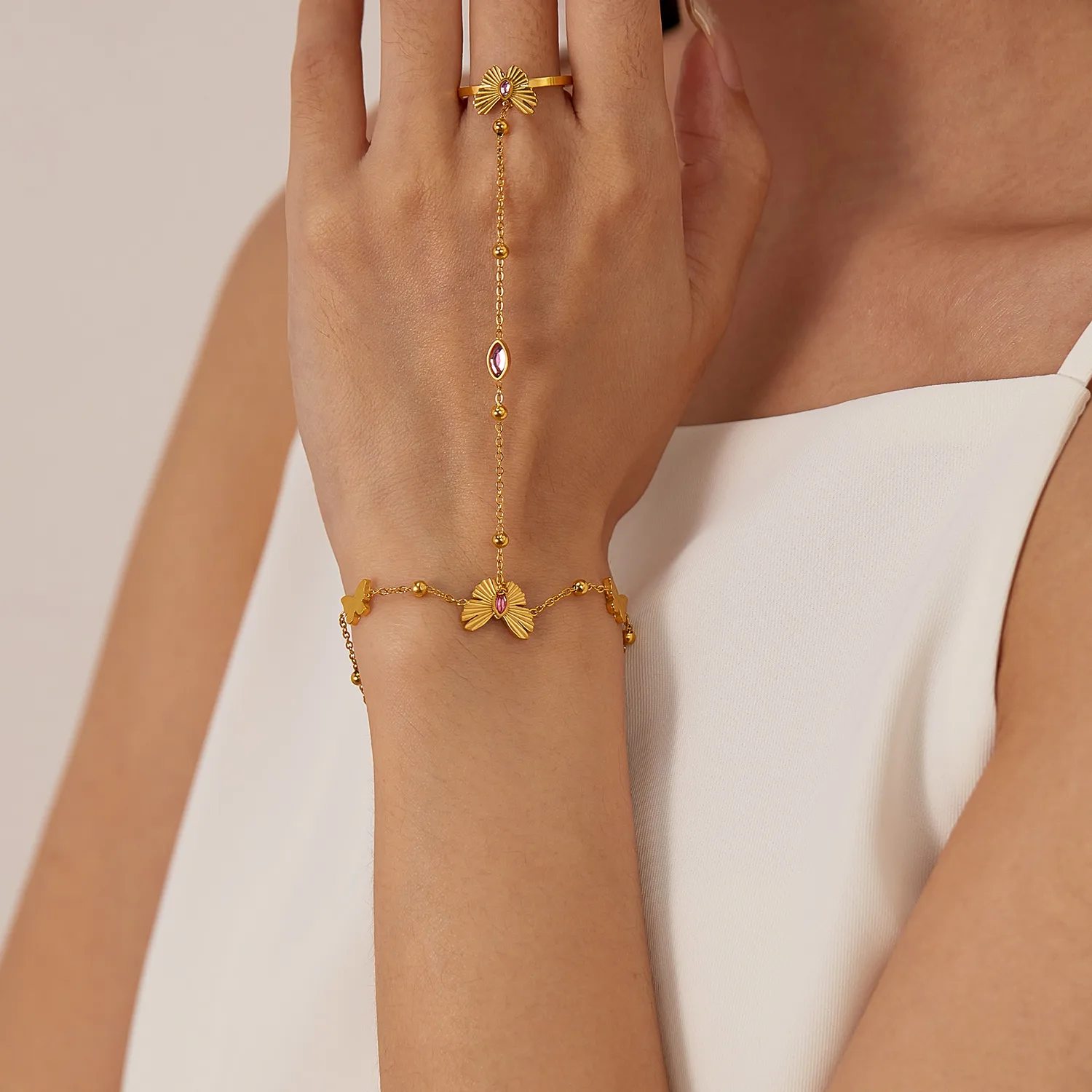 Mariposa Estilo Simple Acero Inoxidable 304 Circón Pulsera Al Mayoreo display picture 10