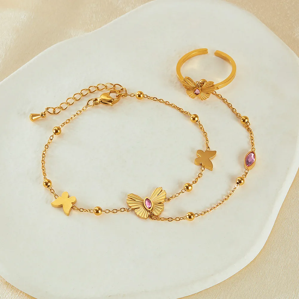 Butterfly Simple Style 304 Stainless Steel Zircon Bracelets In Bulk display picture 9