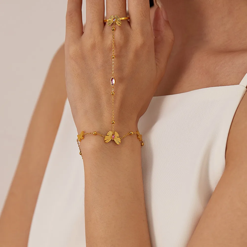 Papillon Style Simple Acier Inoxydable 304 Zircon Bracelets En Masse display picture 7