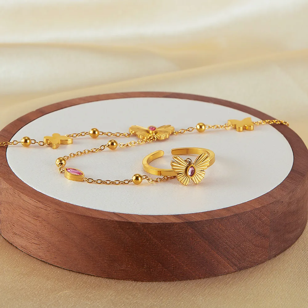 Papillon Style Simple Acier Inoxydable 304 Zircon Bracelets En Masse display picture 8