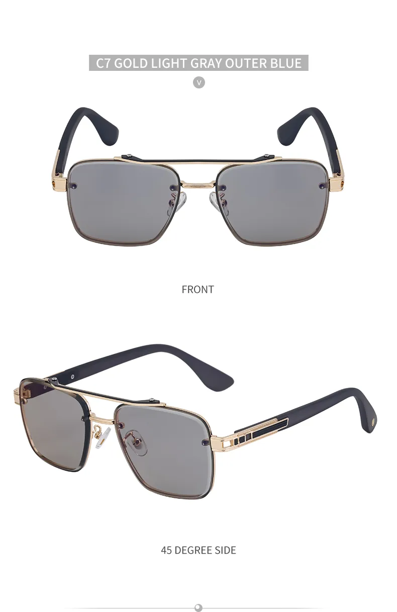 Retro Streetwear Color Block Pc Square Full Frame Men's Sunglasses display picture 15