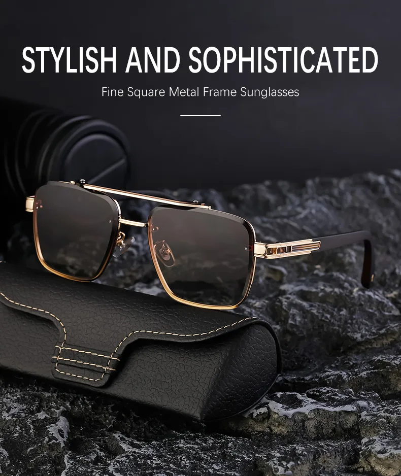 Retro Streetwear Color Block Pc Square Full Frame Men's Sunglasses display picture 23