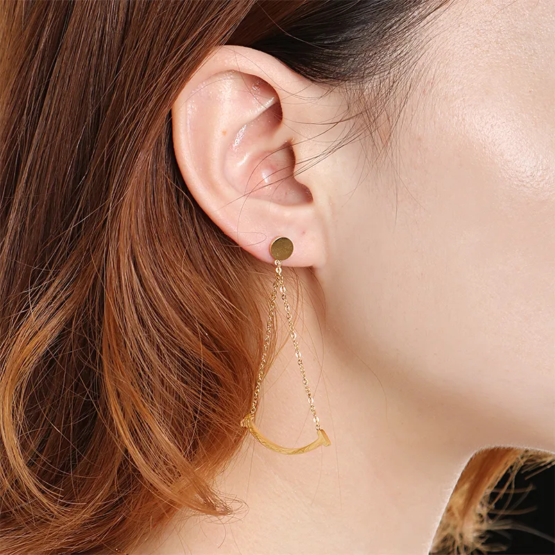 1 Pair Smile Face Simple Style 304 Stainless Steel 18K Gold Plated Rhinestones Inlay Drop Earrings display picture 11