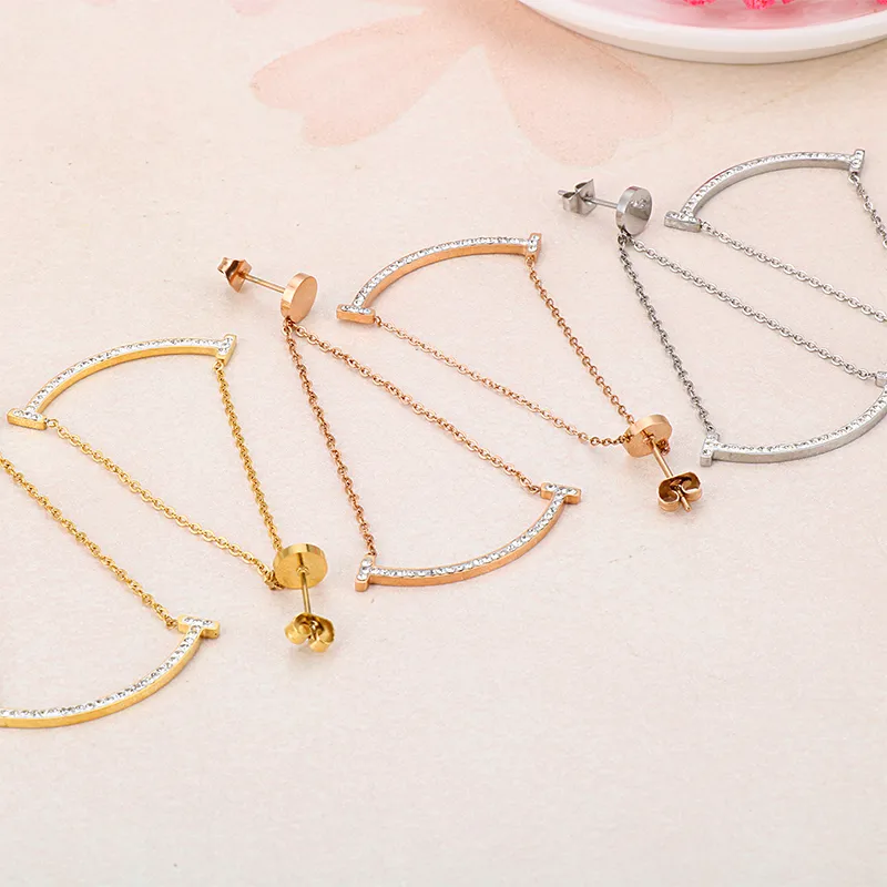 1 Pair Smile Face Simple Style 304 Stainless Steel 18K Gold Plated Rhinestones Inlay Drop Earrings display picture 10