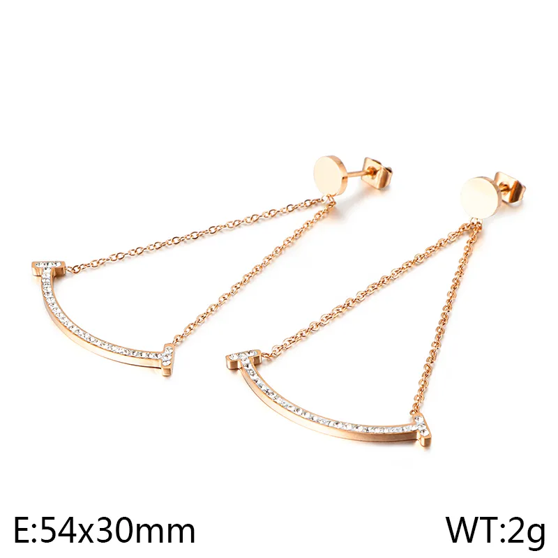 1 Pair Smile Face Simple Style 304 Stainless Steel 18K Gold Plated Rhinestones Inlay Drop Earrings display picture 1