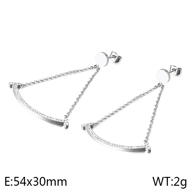 1 Pair Smile Face Simple Style 304 Stainless Steel 18K Gold Plated Rhinestones Inlay Drop Earrings display picture 3
