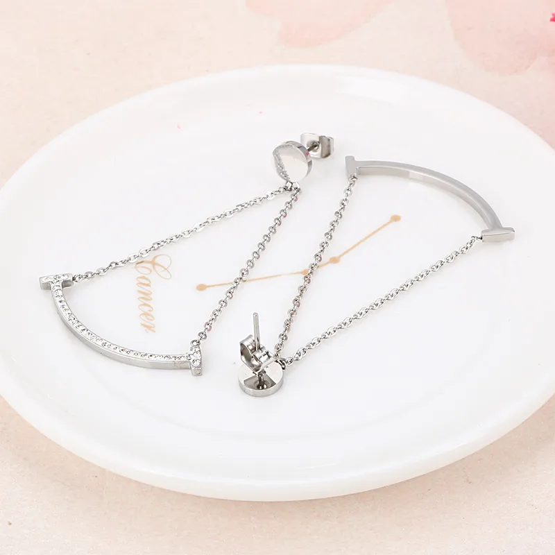 1 Pair Smile Face Simple Style 304 Stainless Steel 18K Gold Plated Rhinestones Inlay Drop Earrings display picture 12