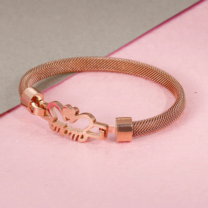Lettre Style Simple Plaqué Or 18K Acier Inoxydable 304 Bracelet De Gros display picture 8