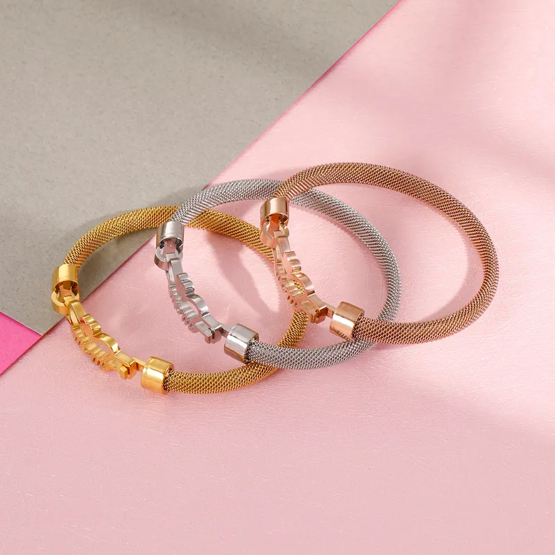 Lettre Style Simple Plaqué Or 18K Acier Inoxydable 304 Bracelet De Gros display picture 9