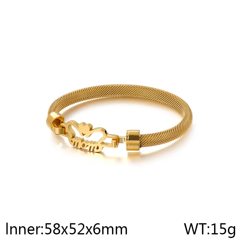 Letter Simple Style 18K Gold Plated 304 Stainless Steel Bangle Wholesale display picture 3