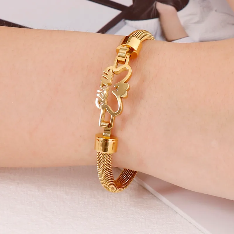 Letra Estilo Simple Chapados en oro de 18k Acero Inoxidable 304 Brazalete Venta Al Por Mayor display picture 6