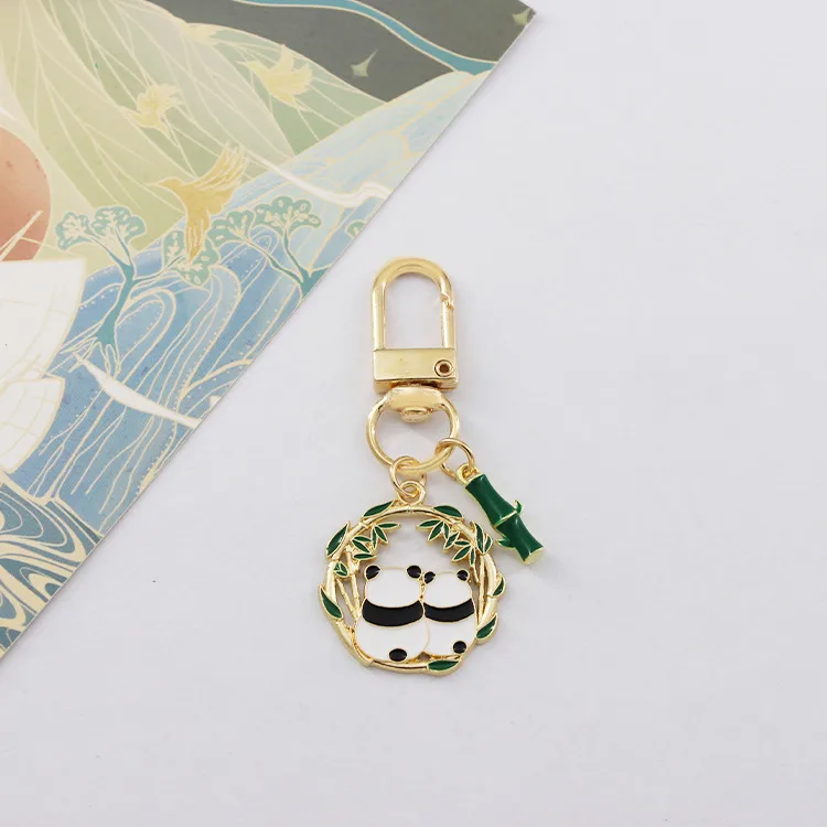 Cute Panda Flower Flower Keychain  Style Internet Celebrity Chengdu Flower Panda Couple Pendant Bag Creative Hanging Ornaments display picture 8