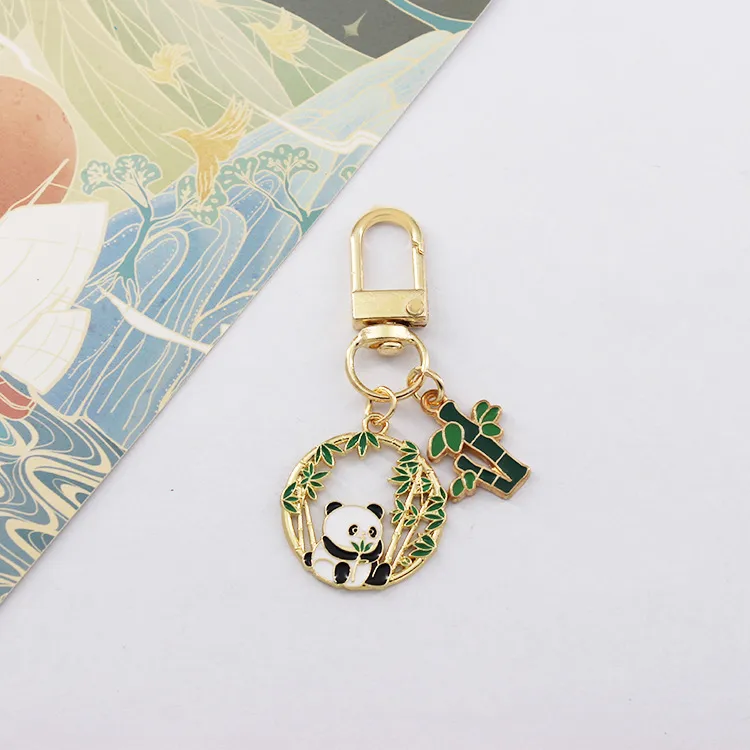 Cute Panda Flower Flower Keychain  Style Internet Celebrity Chengdu Flower Panda Couple Pendant Bag Creative Hanging Ornaments display picture 9
