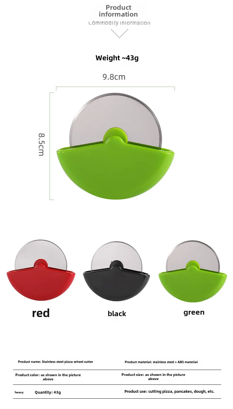 Stainless Steel Pizza Cutter Round Roller Cutter Baking Tools Kitchen Modern Minimalist display picture 2