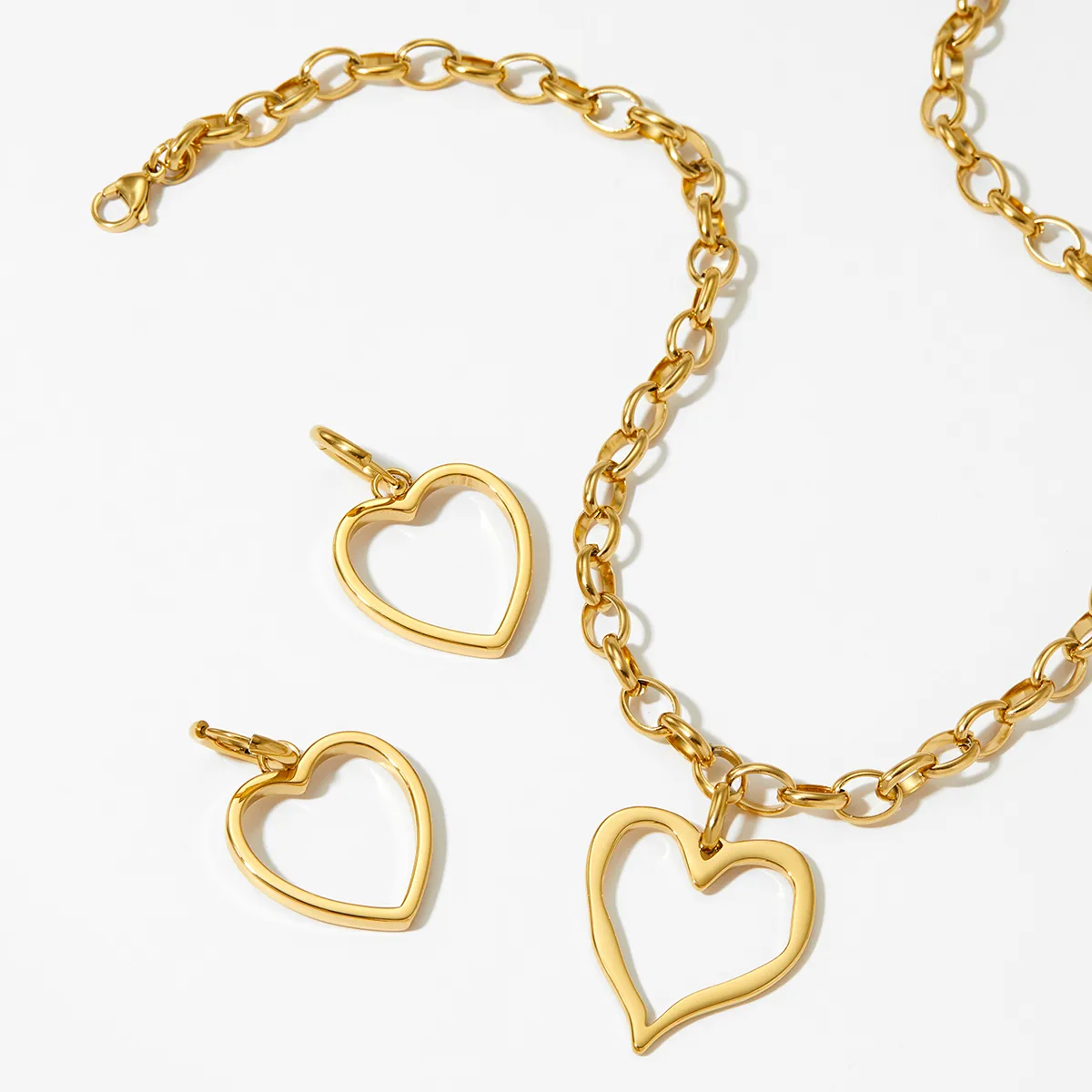 Heart Shape Modern Style Sweet 304 Stainless Steel 316 Stainless Steel  16K Gold Plated White Gold Plated Gold Plated Jewelry Set display picture 6