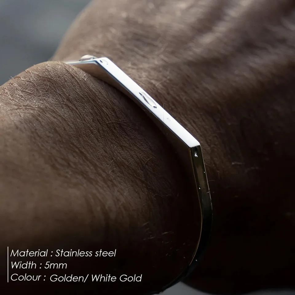Solid Color Simple Style Streetwear Commute 18K Gold Plated White Gold Plated 304 Stainless Steel Bangle Wholesale display picture 6