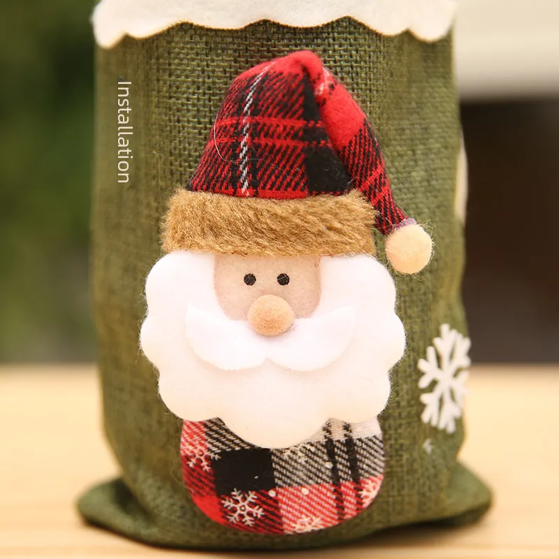 Christmas Wine Bottle Cover Wine Bag Linen Christmas New Champagne Wine Bottle Cover Red Wine Bottle Bag Dining Table Dress Products display picture 5