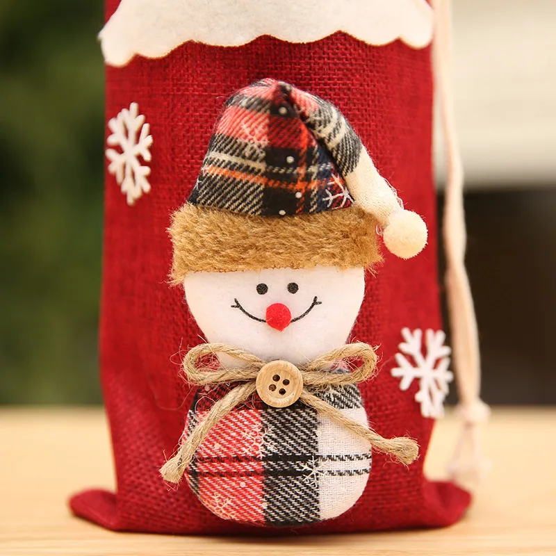 Christmas Wine Bottle Cover Wine Bag Linen Christmas New Champagne Wine Bottle Cover Red Wine Bottle Bag Dining Table Dress Products display picture 7