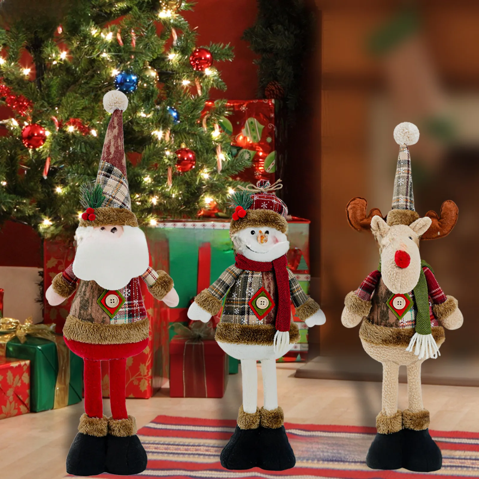 Poupée De Noël Noël Rétractable Personnes Âgées Bonhomme De Neige Wapiti Décoration De Noël Fournitures Décorations D'ambiance De Noël display picture 3