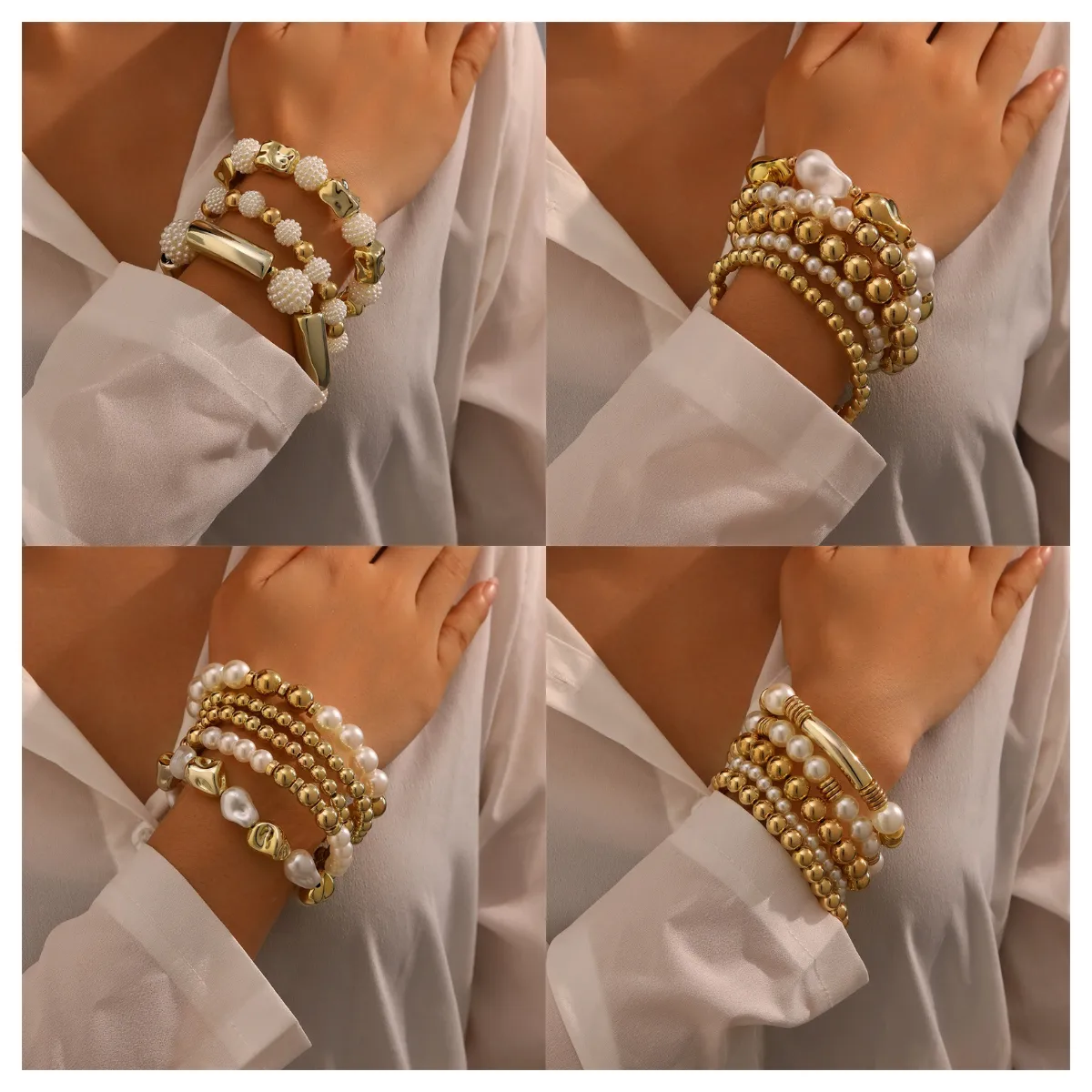 Solid Color Retro Simple Style Commute Alloy Plastic Bracelets Wholesale display picture 3