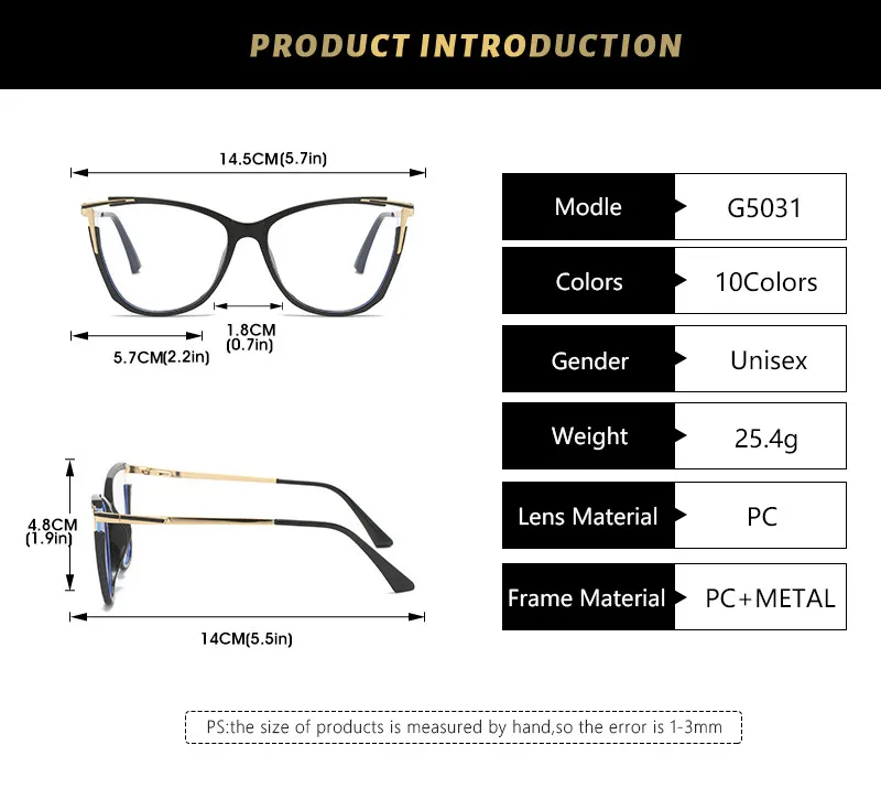 Cat Eye Basic Color Block Pc Full Frame Optical Glasses display picture 5