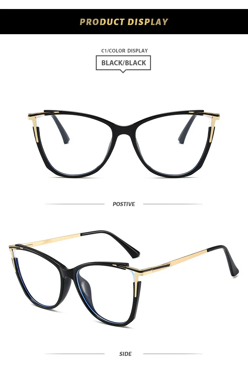Cat Eye Basic Color Block Pc Full Frame Optical Glasses display picture 8