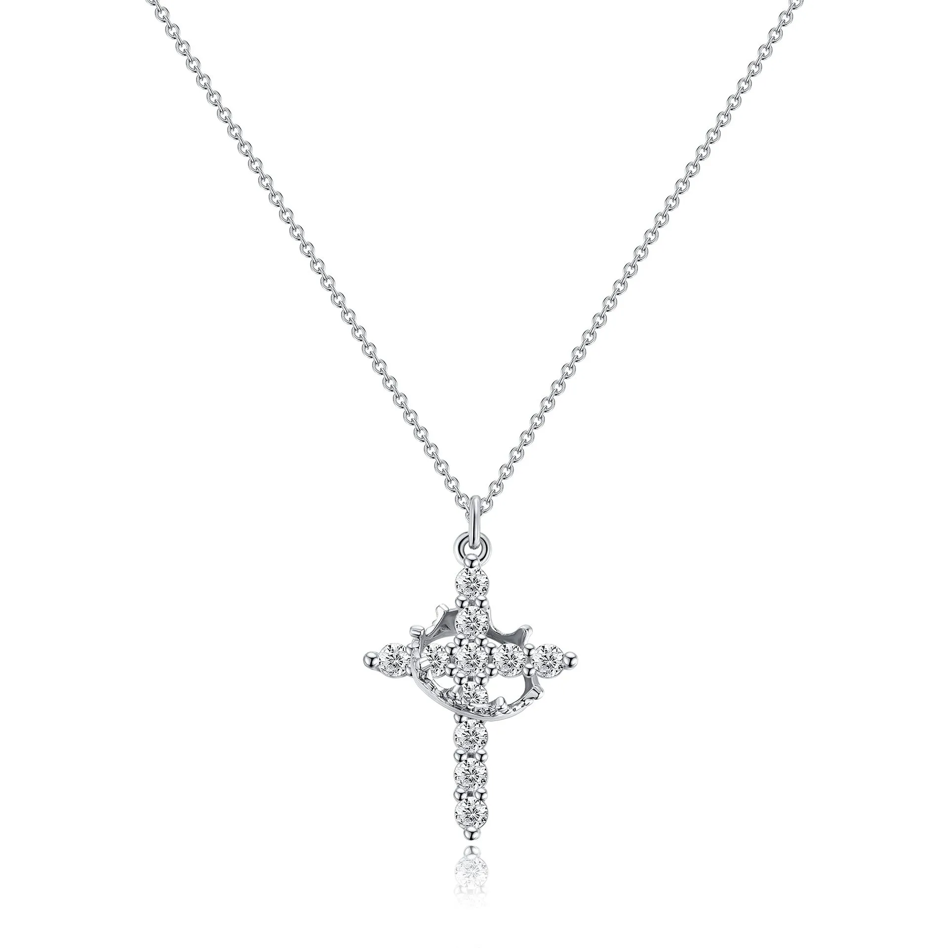 En Acier Inoxydable Plaqué Or Croix Pendentif Collier Plein Zircon Platine 18K Or Croix Collier Pour Les Femmes display picture 3