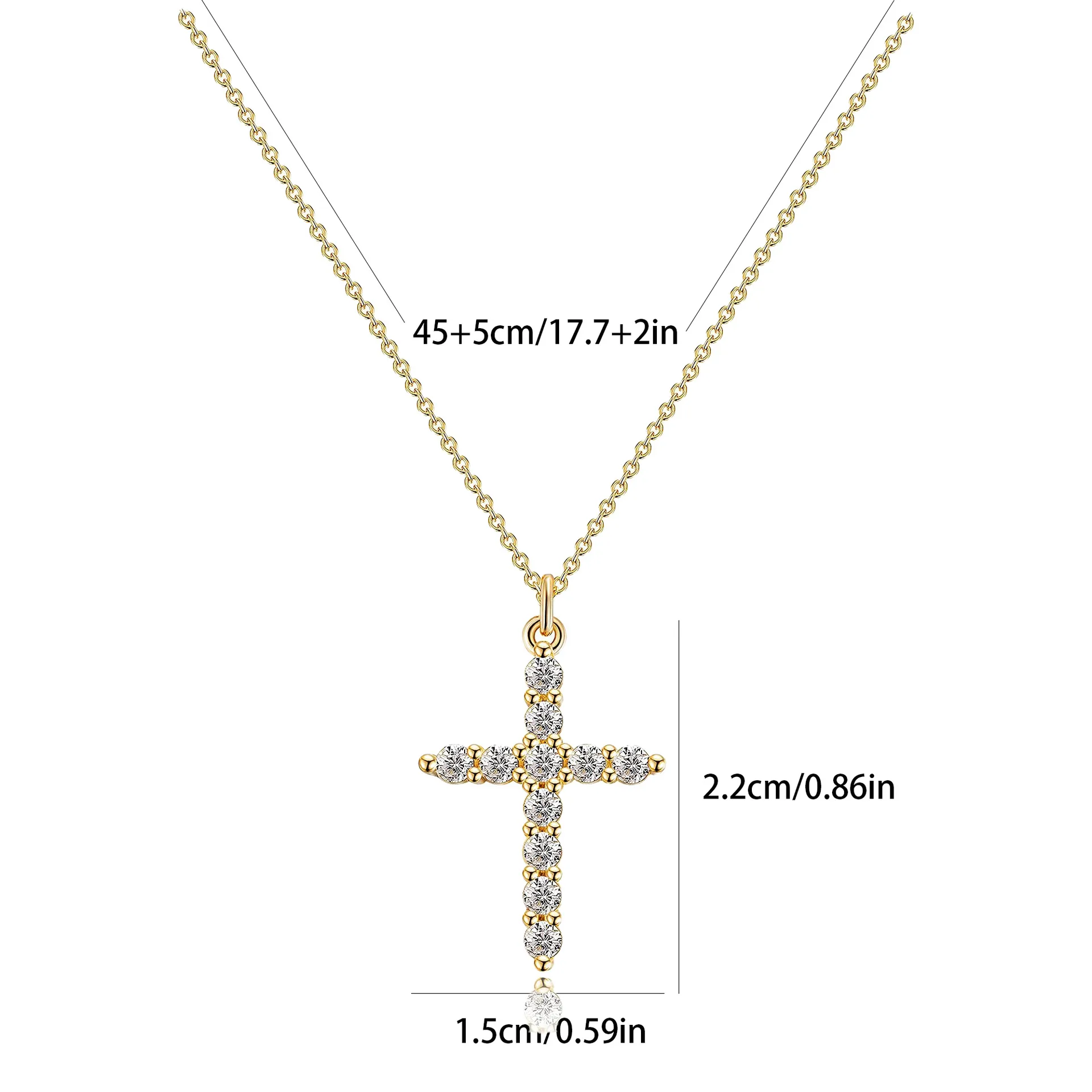 En Acier Inoxydable Plaqué Or Croix Pendentif Collier Plein Zircon Platine 18K Or Croix Collier Pour Les Femmes display picture 5
