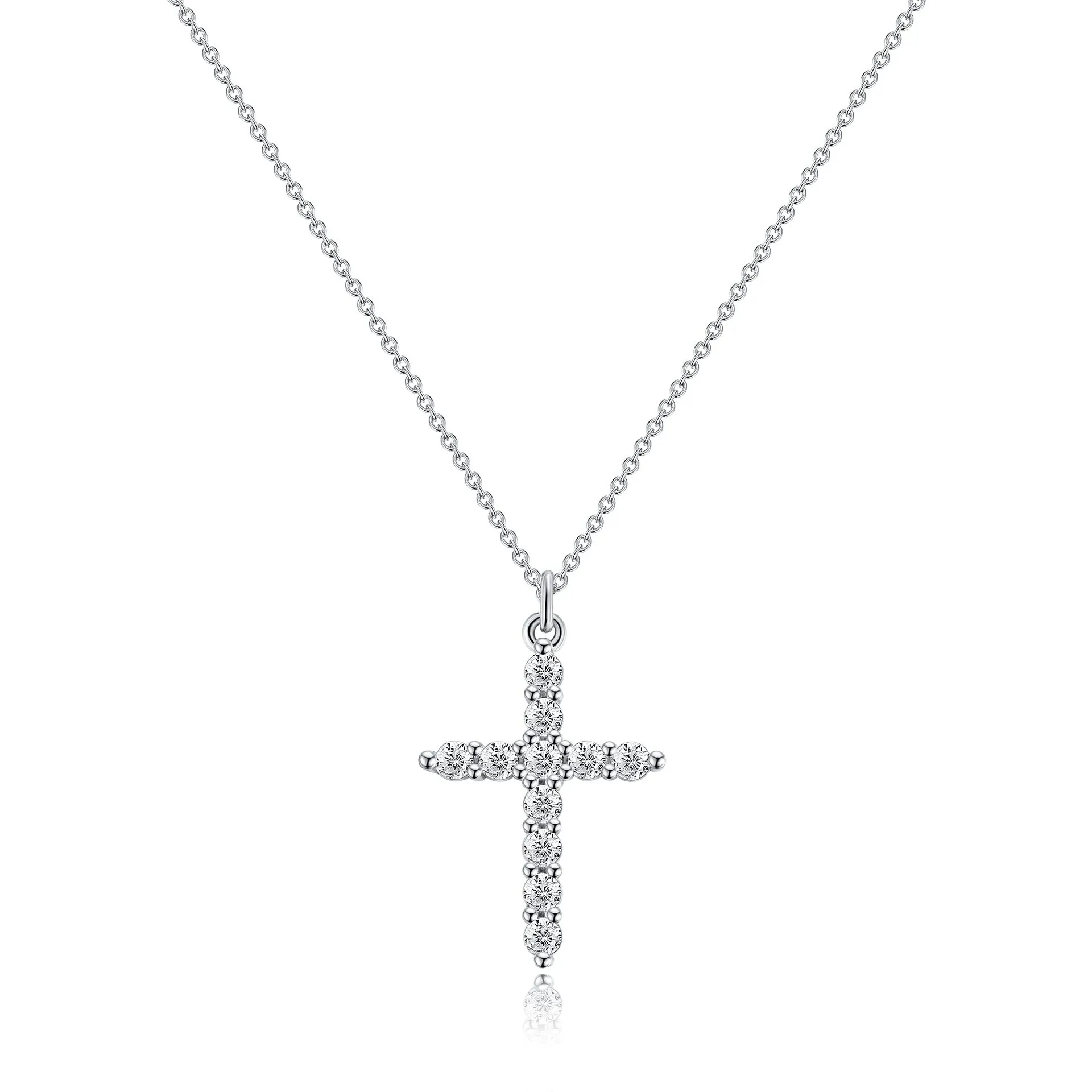 Stainless Steel Gold-plated Cross Pendant Necklace Full Zircon Platinum 18K Gold Cross Necklace For Women display picture 17