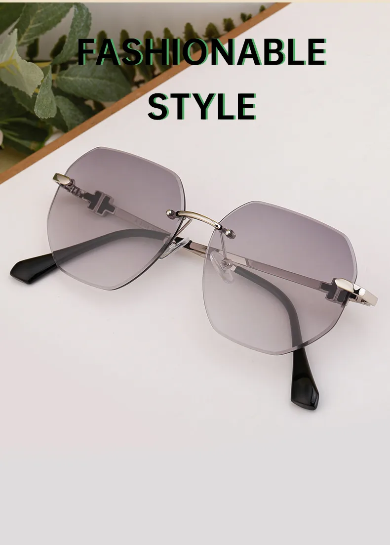 Square Casual Vacation Solid Color Pc Frameless Women's Sunglasses display picture 2